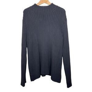 Lauren Ralph Lauren Women Large Black Mock Neck Sweater Academia Preppy Goth